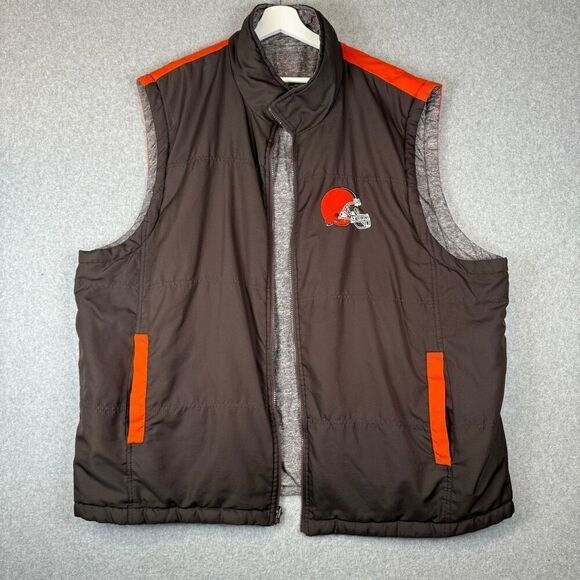 NFL Cleveland Browns Mens 3XL Full Zip Front Reversible Vest Brown Orange Gray - Picture 5 of 10